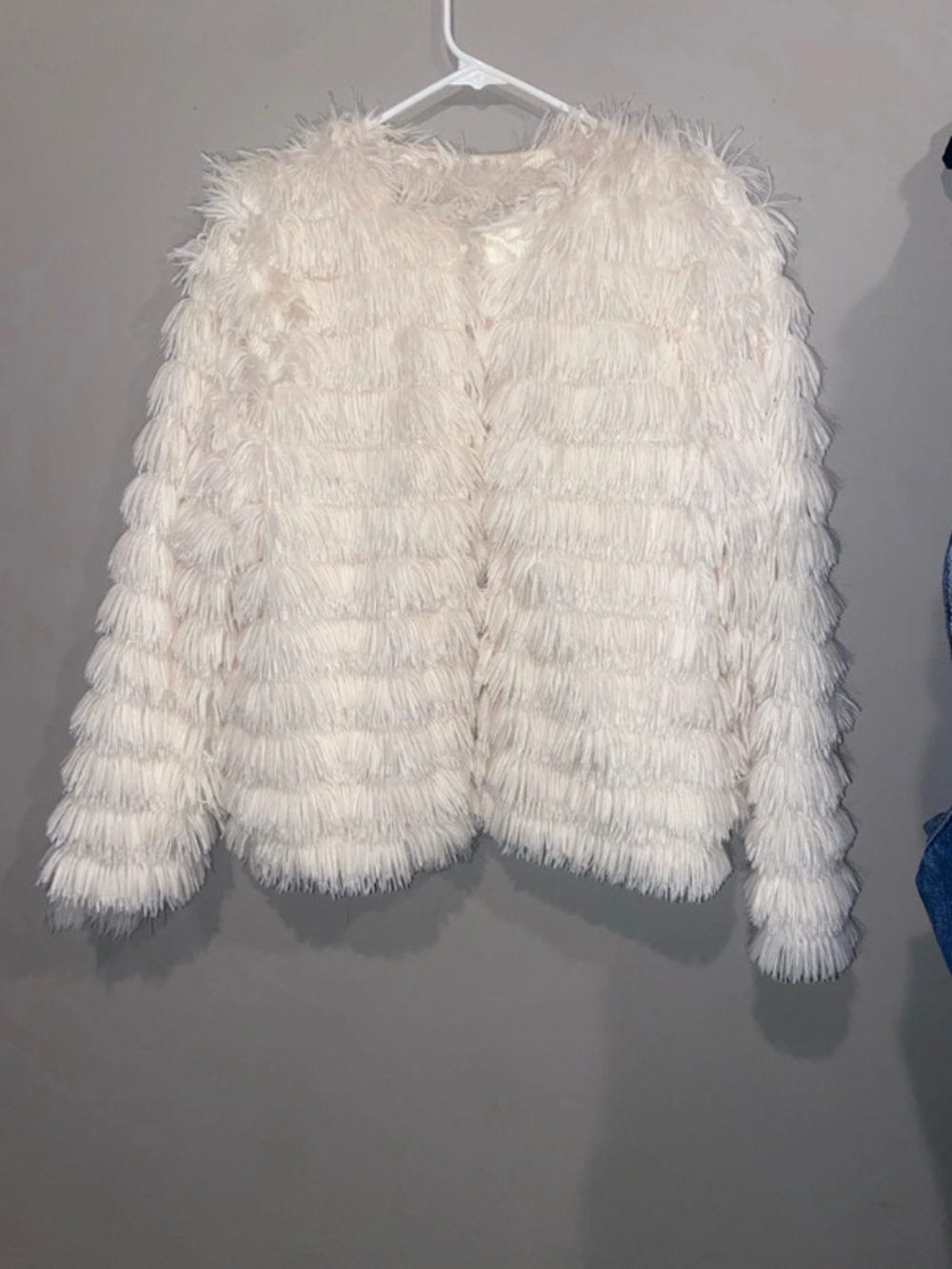 She + sky faux fur jacket